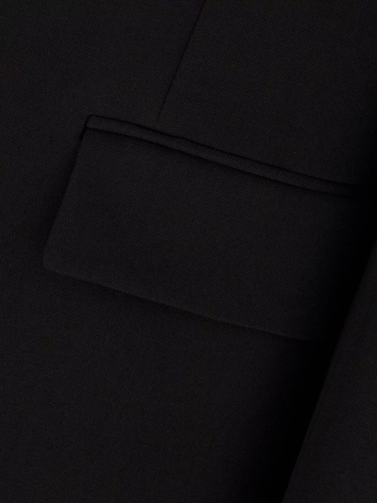 Saint Laurent Wool Blazer With Structured Shoulders And Flap Pockets In Black