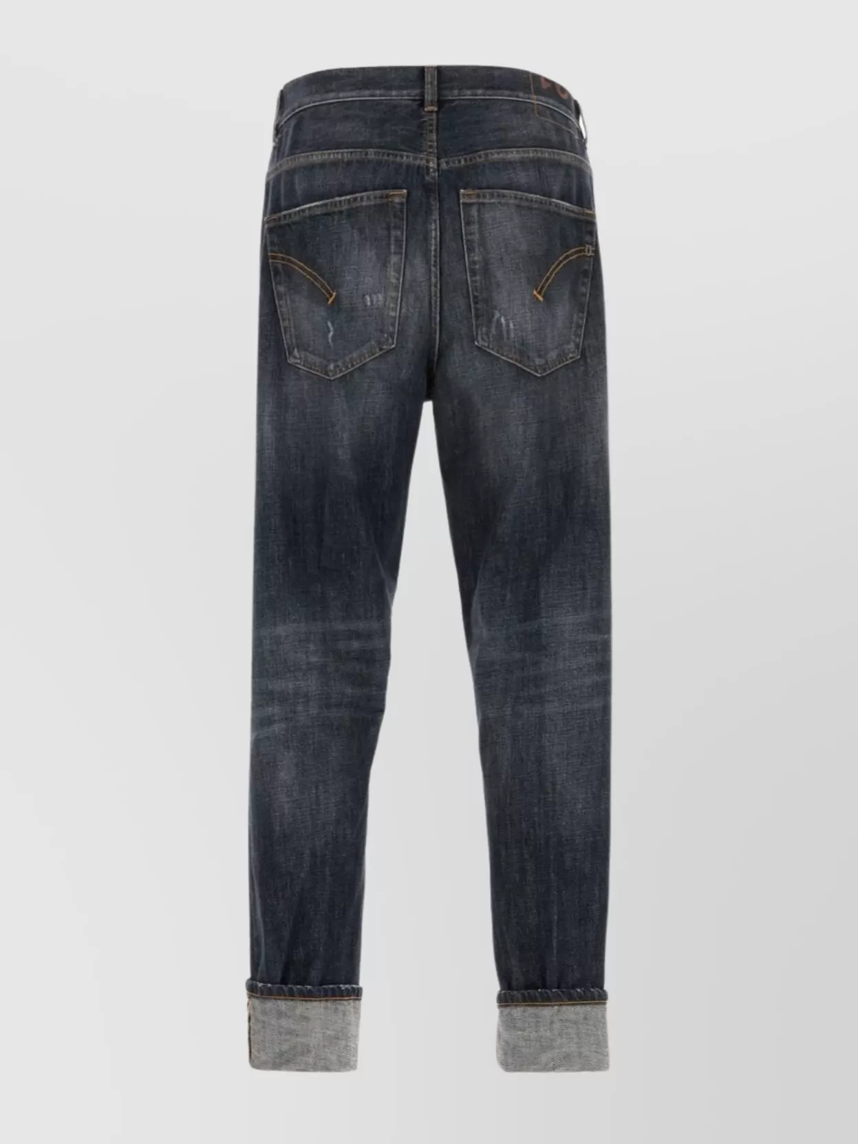 Dondup Distressed Trousers Five-pocket Rolled Cuffs In Blue
