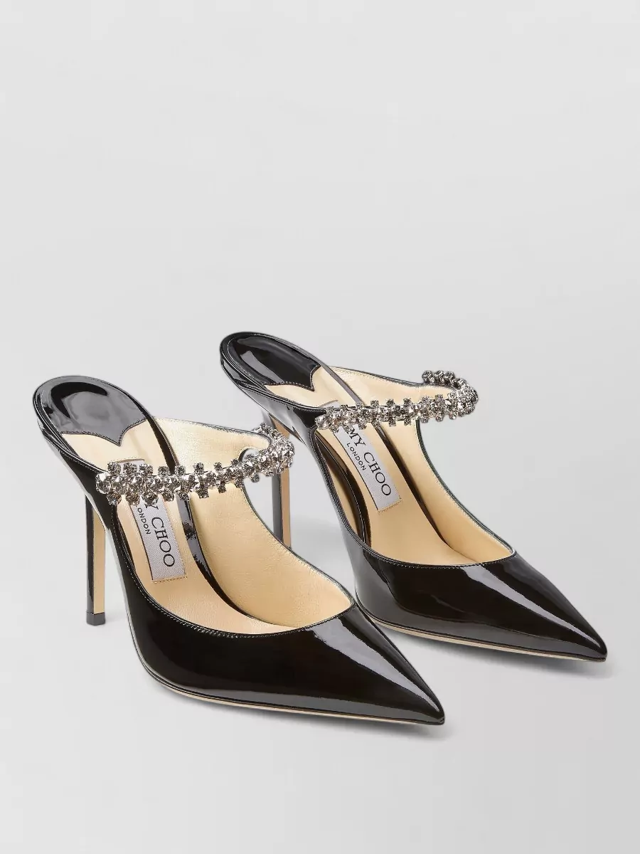 Jimmy Choo leather crystal-embellished slip-on pumps
