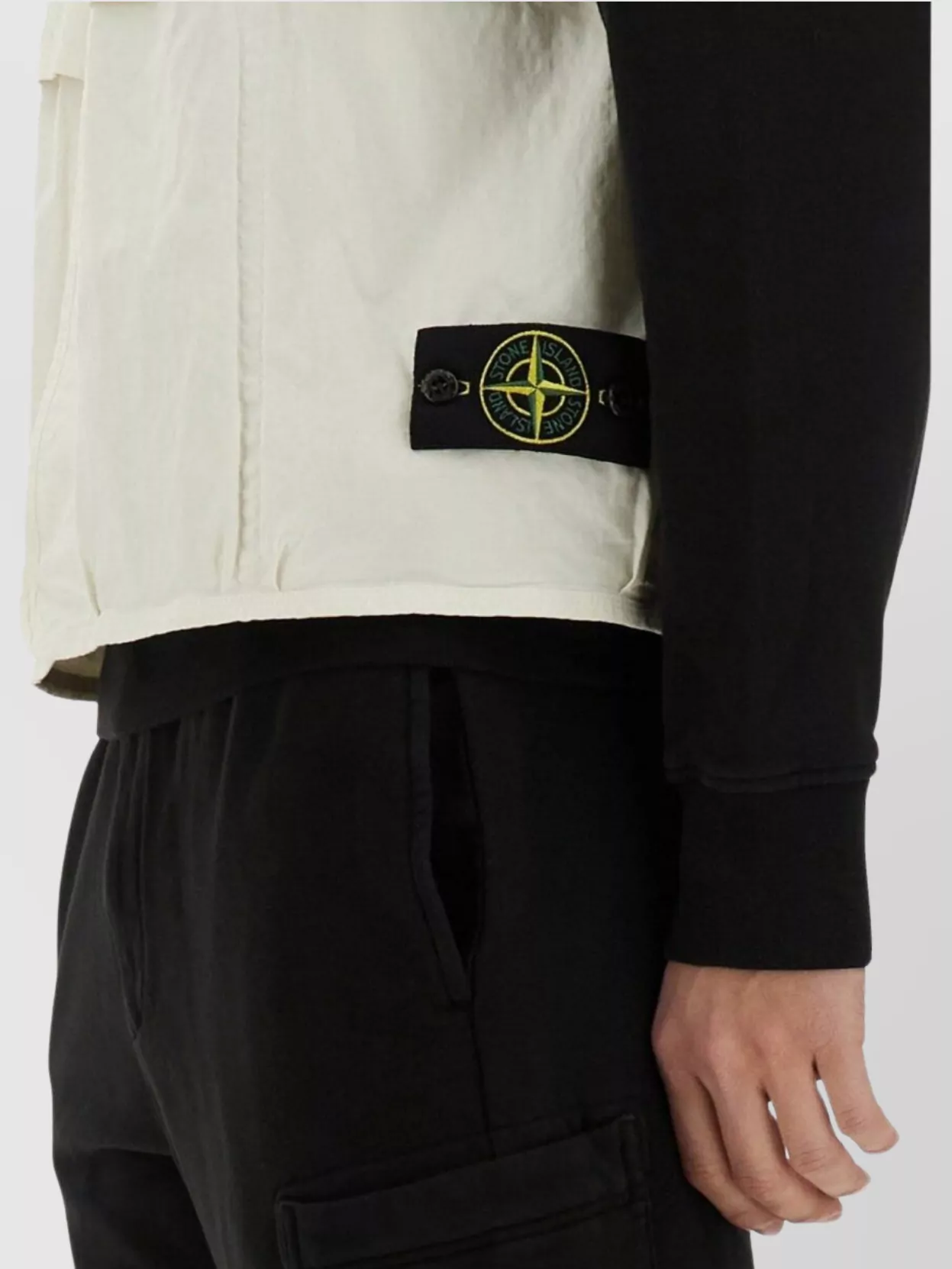 Stone Island Logo Sleeveless Vests With Button And Side Pockets In Neutral