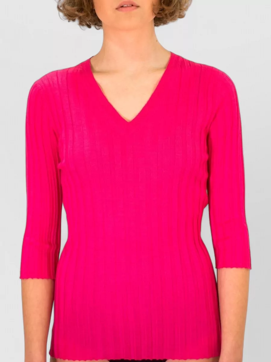 La Rose Cashmere silk v-neck knitted top