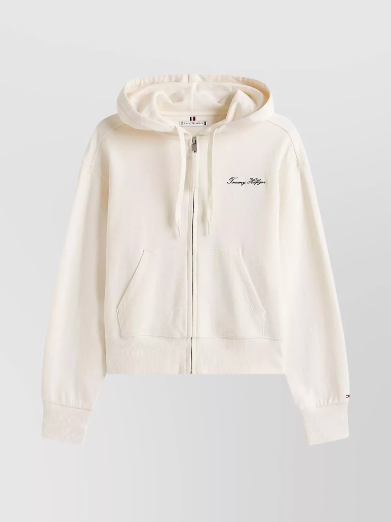 Tommy Hilfiger Hooded Zip-up Sweater Front Pockets In Neutral