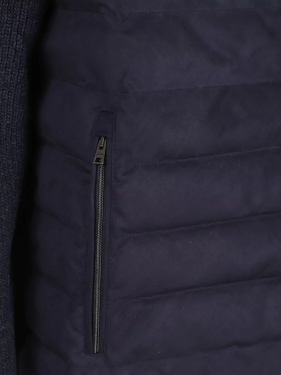 Herno Mens Hooded Jacket Knit Sleeves Quilted Front