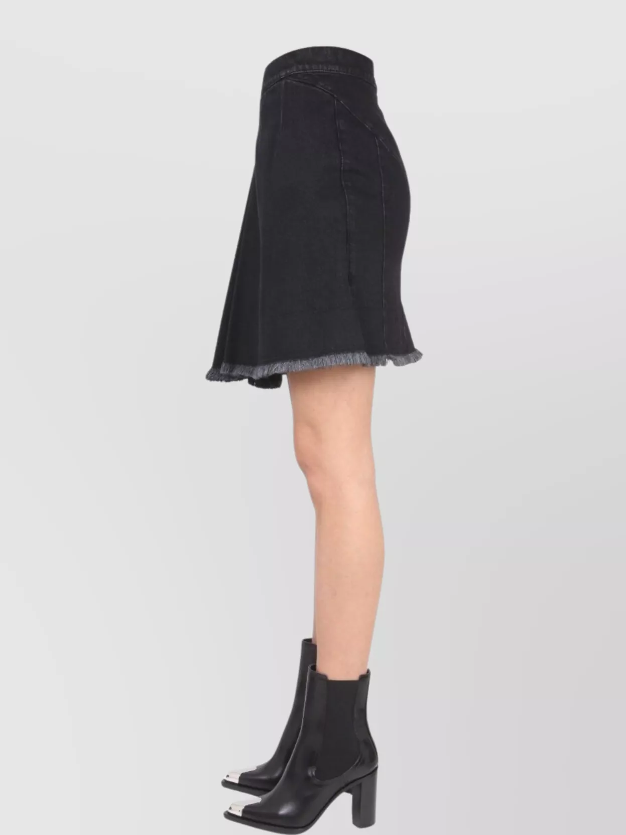 Shop Alexander Mcqueen Asymmetrical Mini Skirt Frayed Hem