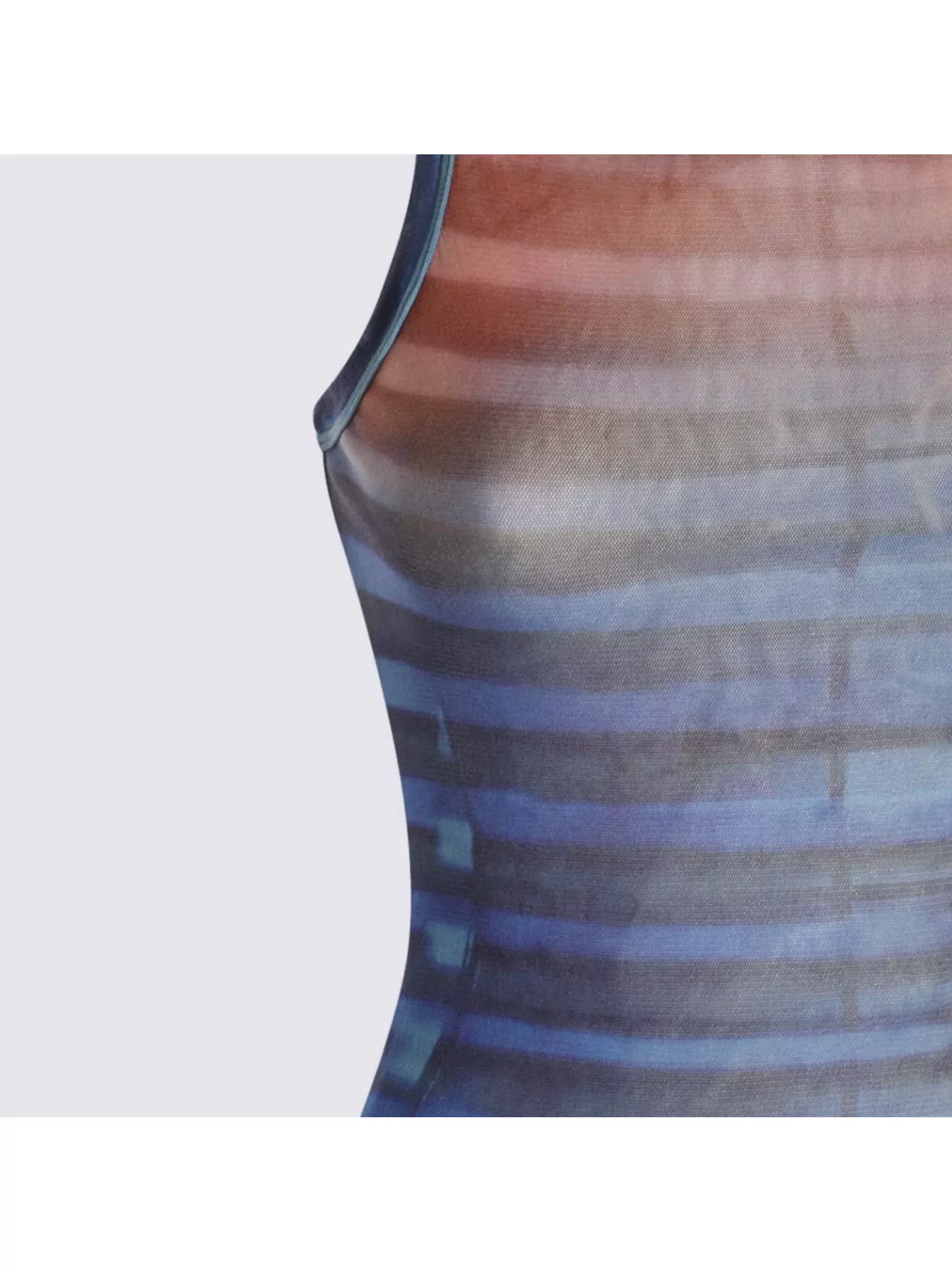 Jean Paul Gaultier Sleeveless Round Neck Striped Sheer Top In Multi