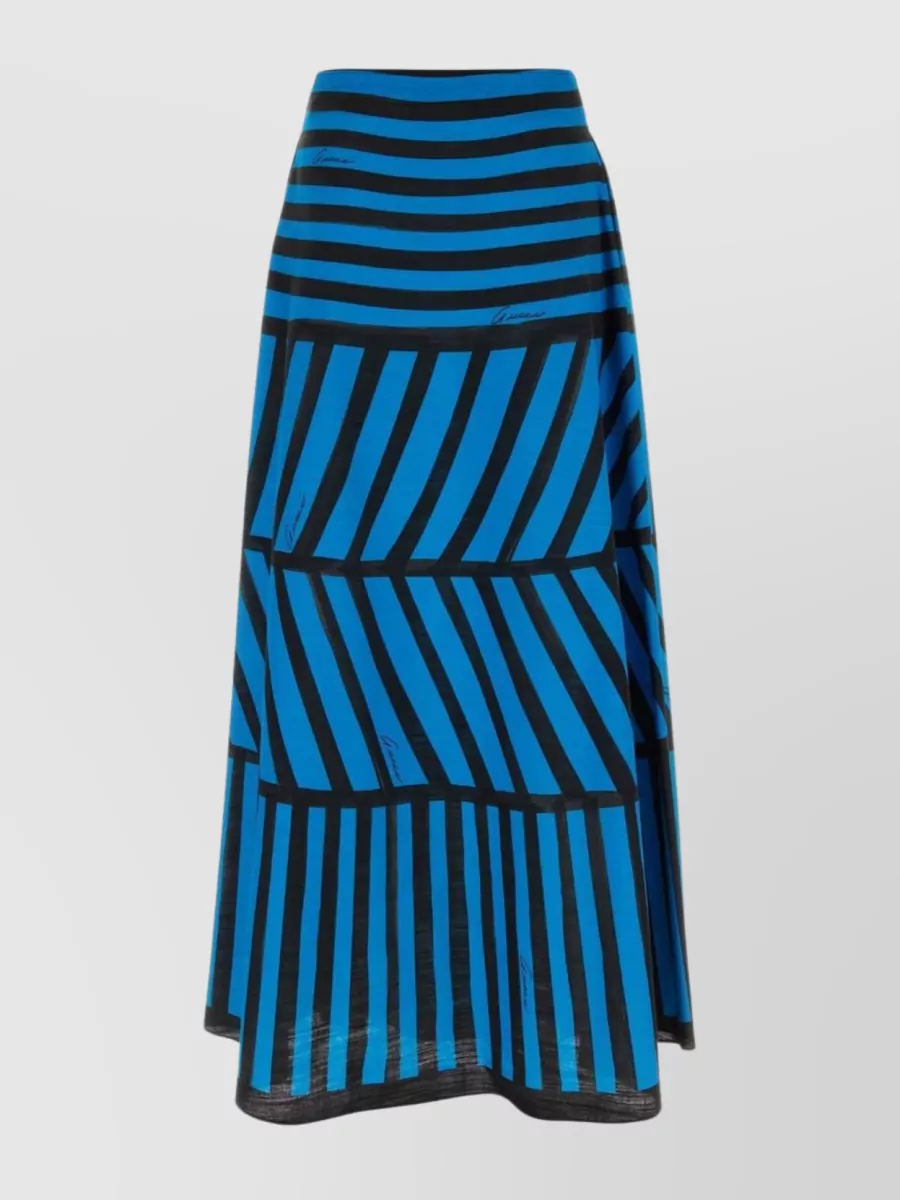 Shop Gucci Striped Sheer Layered Skirt In Blue