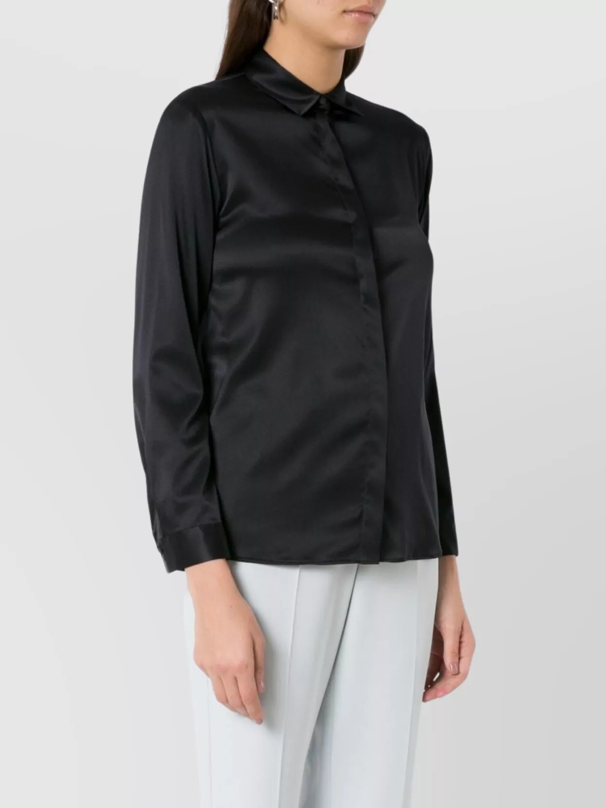 Shop Emporio Armani Stretch-silk Shirt Luxe Satin Finish