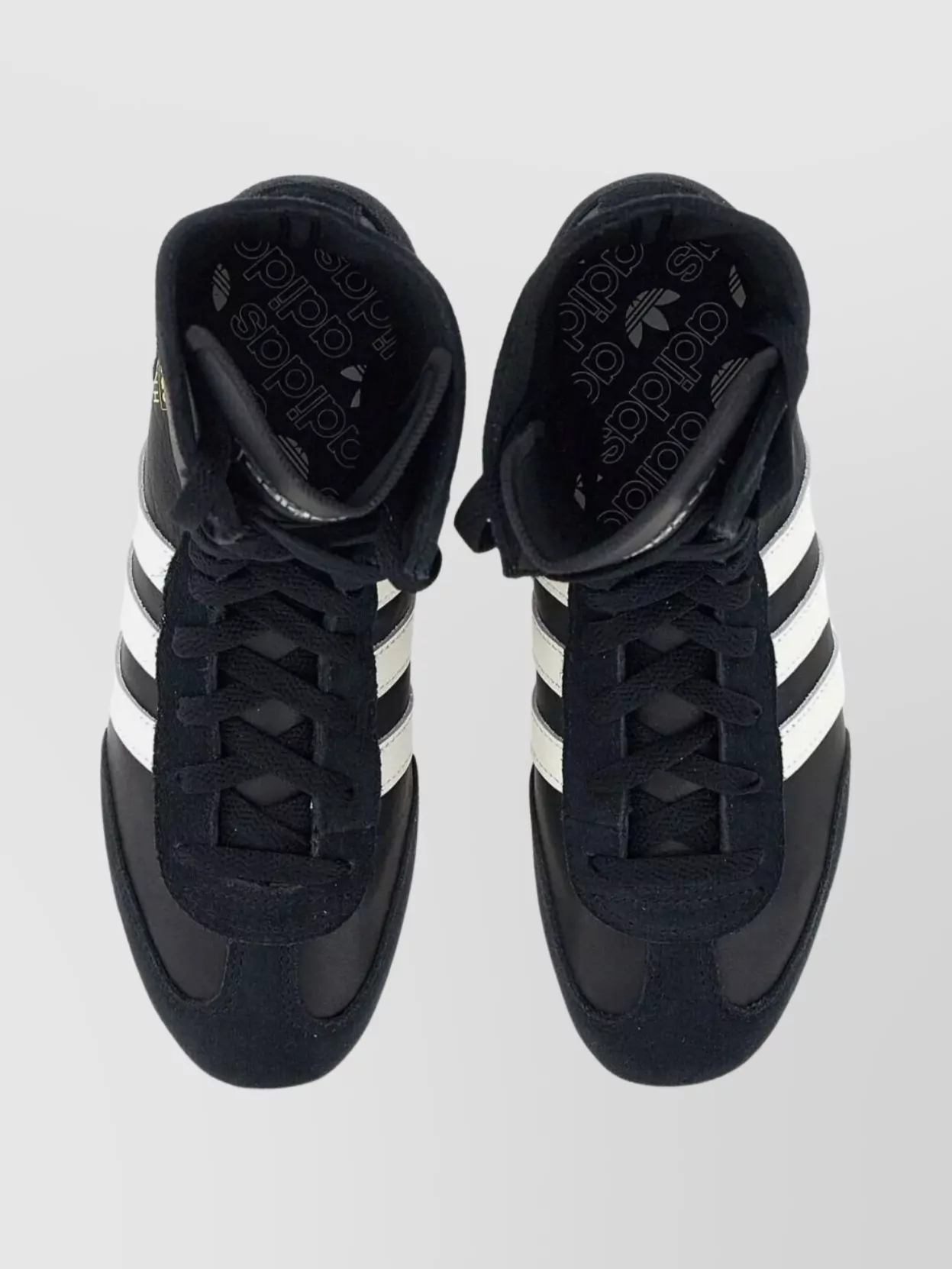 Adidas High-Top Sneakers Featuring Signature Stripes