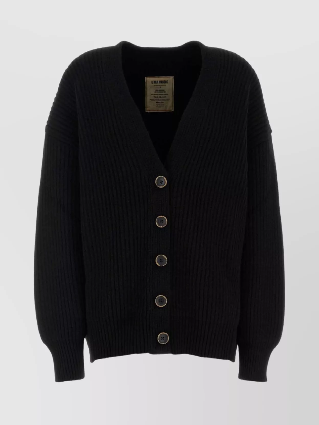 Uma Wang Oversized Cashmere Cardigan Long Sleeves In Black