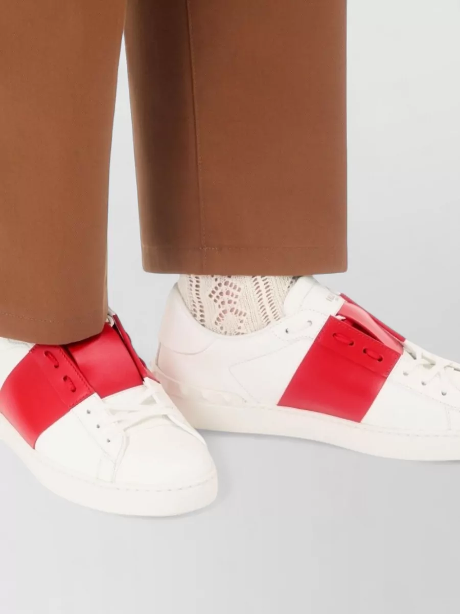 Valentino Garavani Leather Sneakers Open Design Flat Sole