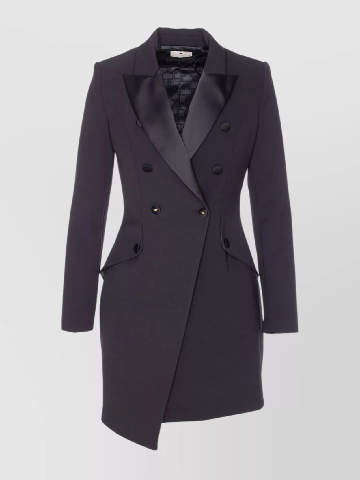 Elisabetta Franchi Satin-lapel Double-breasted Mini Dress In Blue