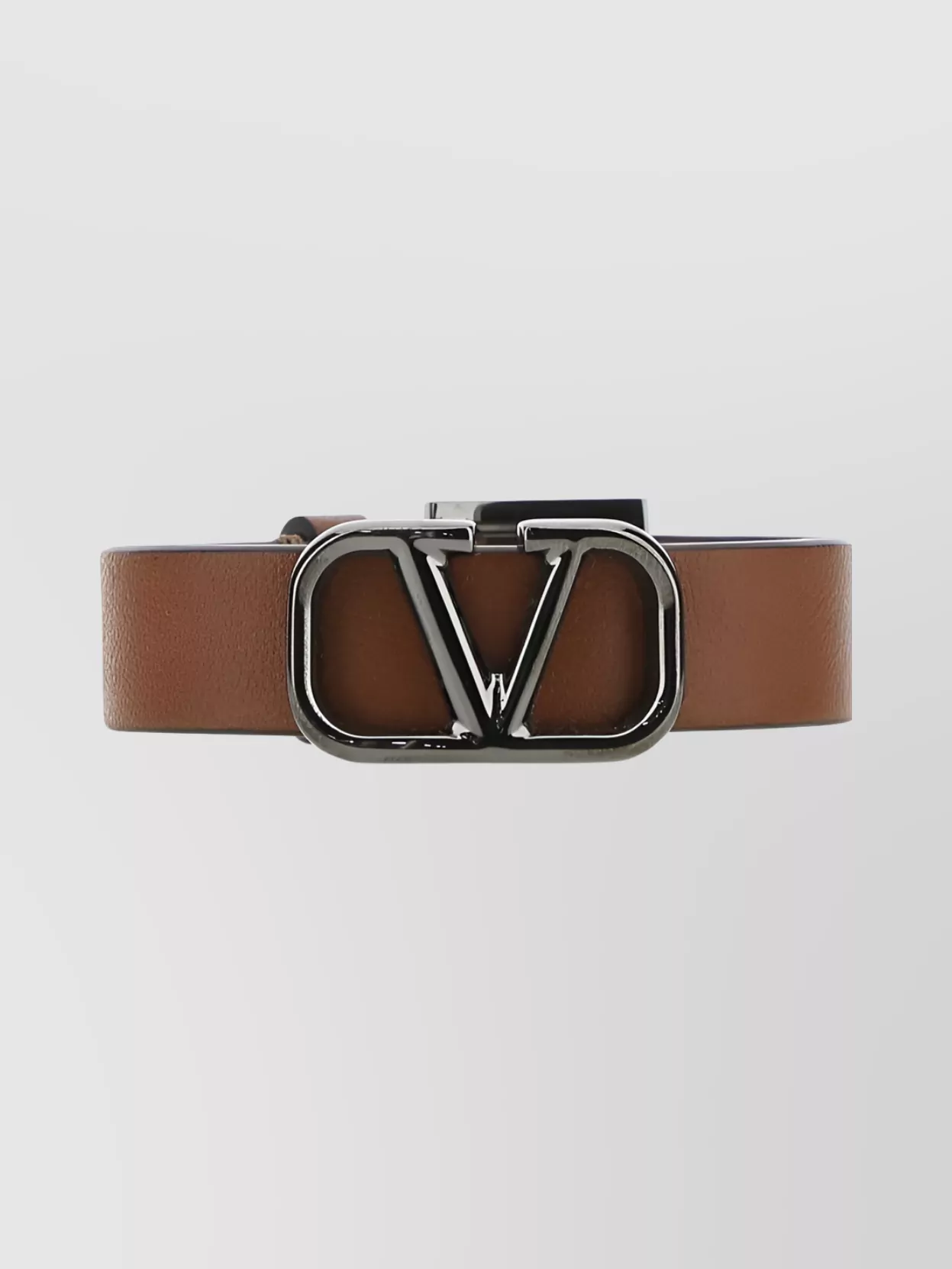 Shop Valentino Adjustable Bracelet With Smooth Metal Finish In Brown