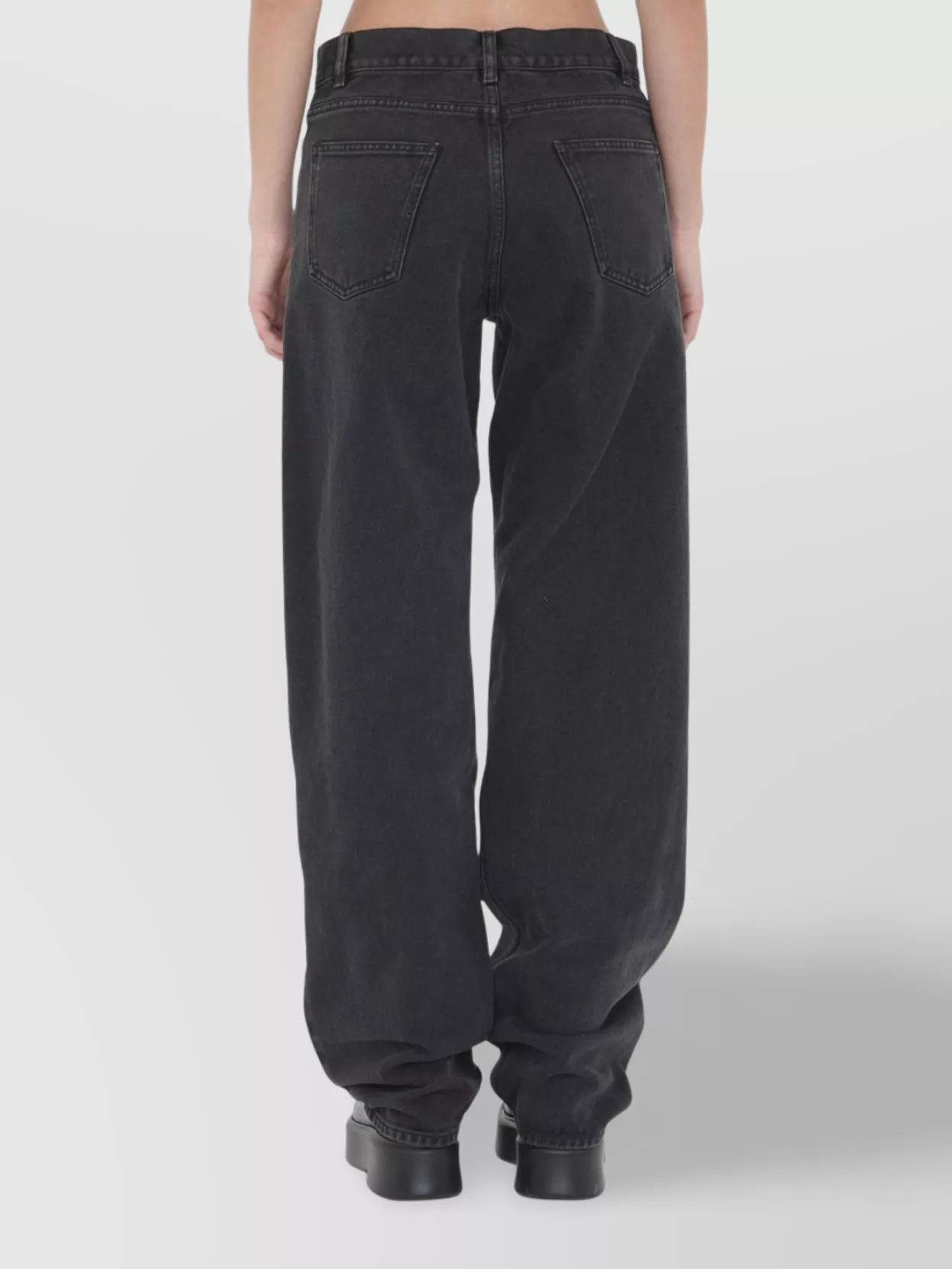 The Row High Waist Straight Leg Denim Trousers In Black