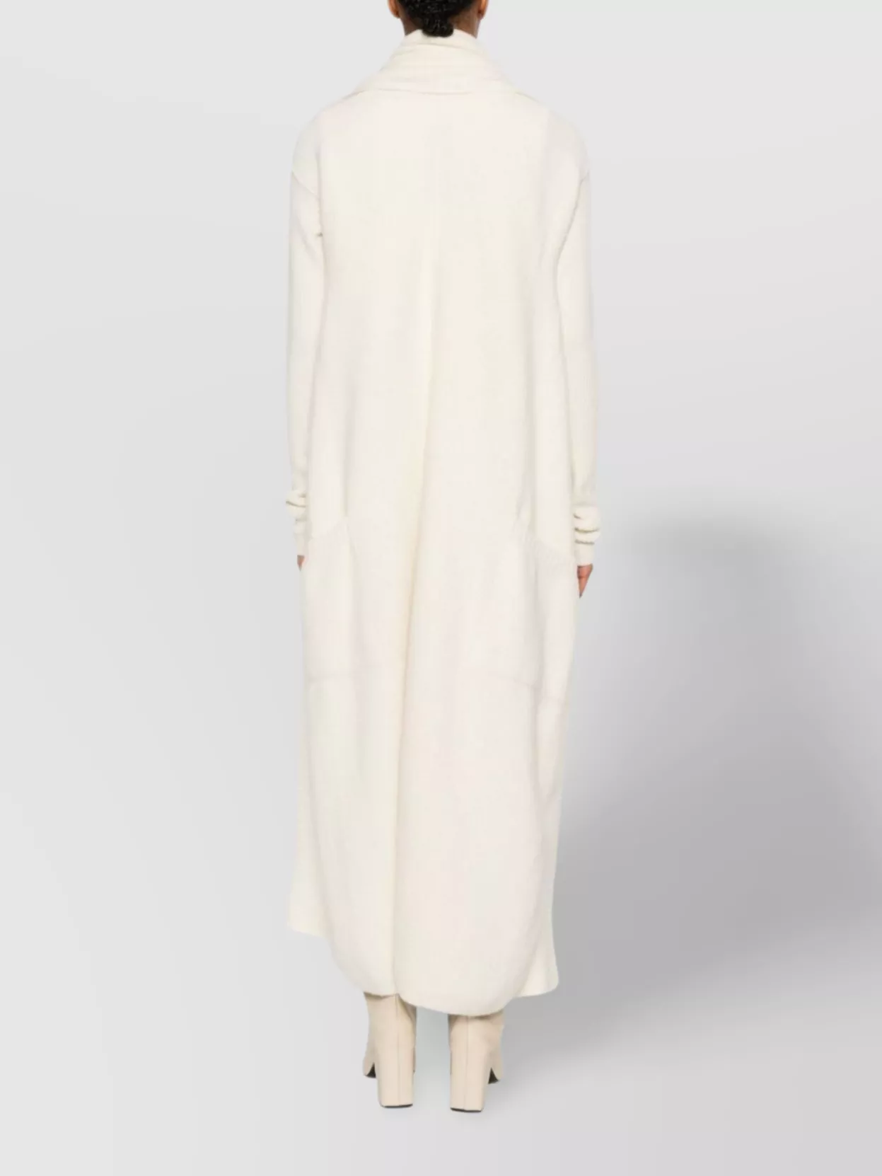 Rick Owens Long Ribbed Knit Cardigan With Shawl Collar