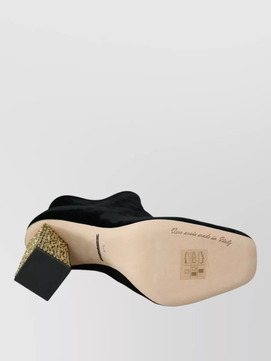 Dolce&Gabbana Velvet Crystal-Embellished Ankle Boots
