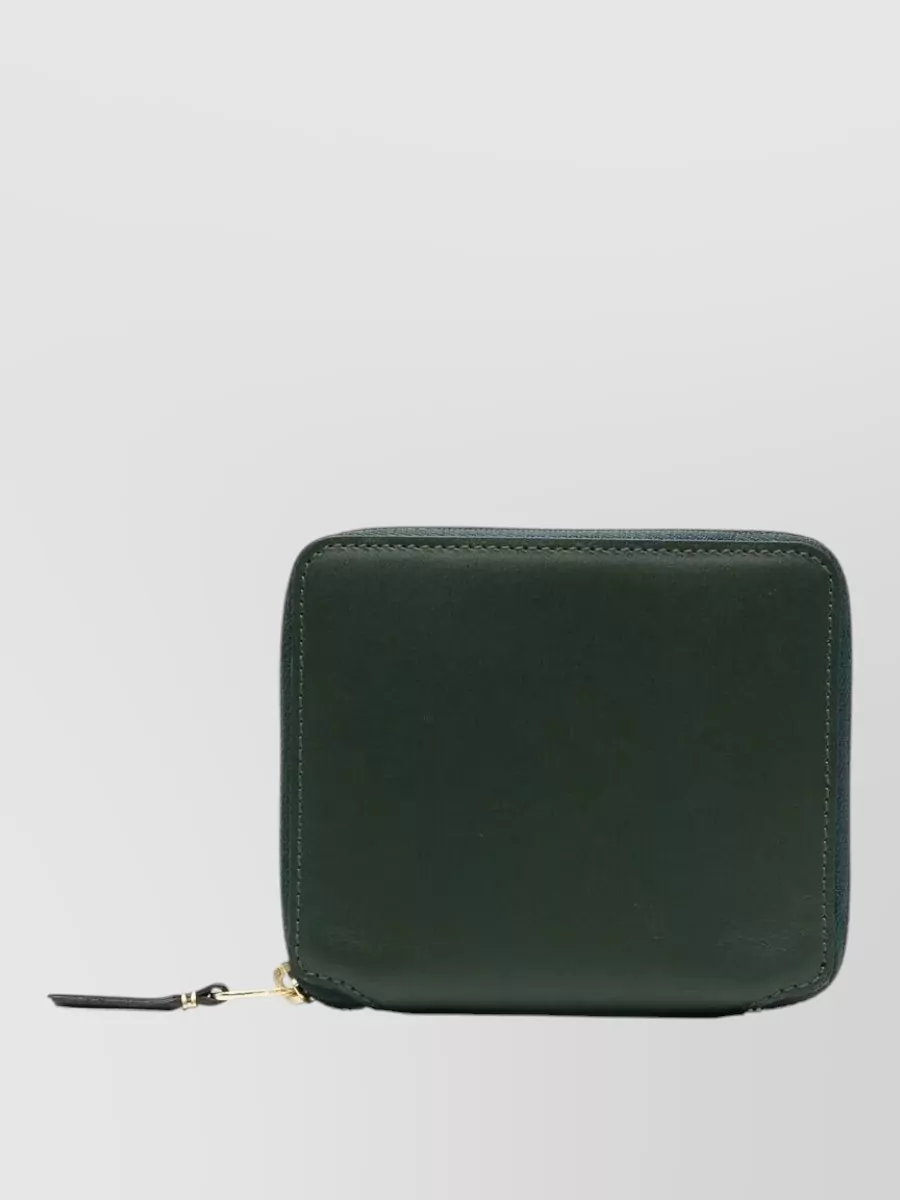 Comme Des Garçons Leather Zip-around Wallet Featuring Card Slots In Green