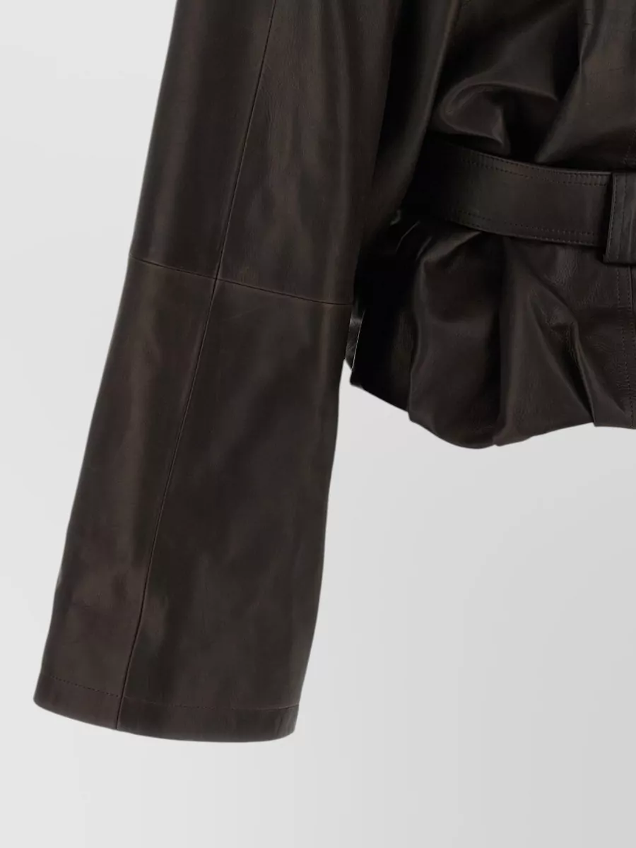 Magda Butrym Leather Belted Shawl Collar Coat