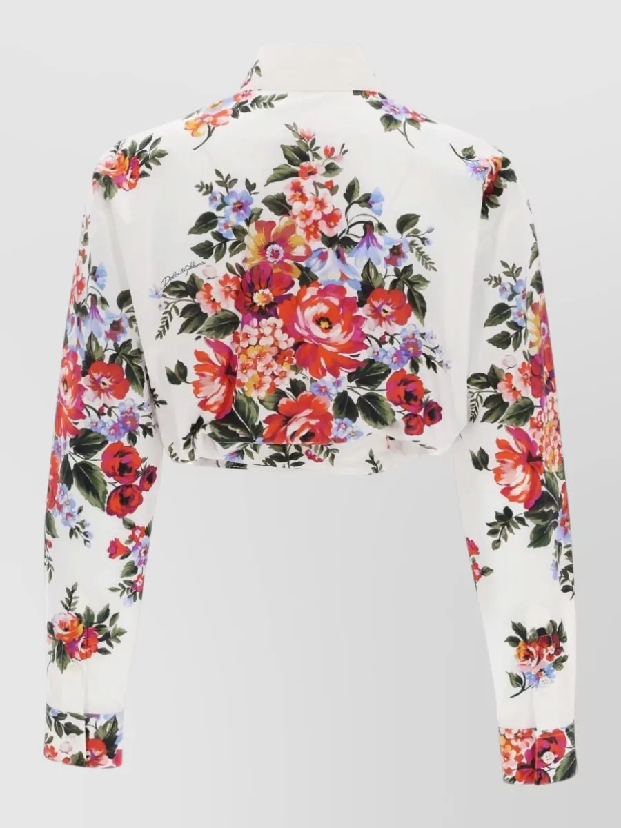 Dolce&Gabbana Floral Cotton Shirt Belted Waist