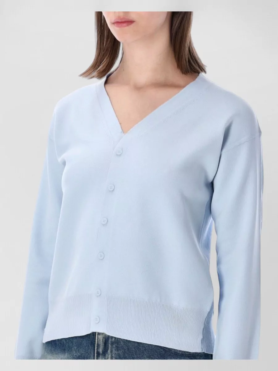 Mm6 Maison Margiela Cotton Ribbed V-Neck Cardigan