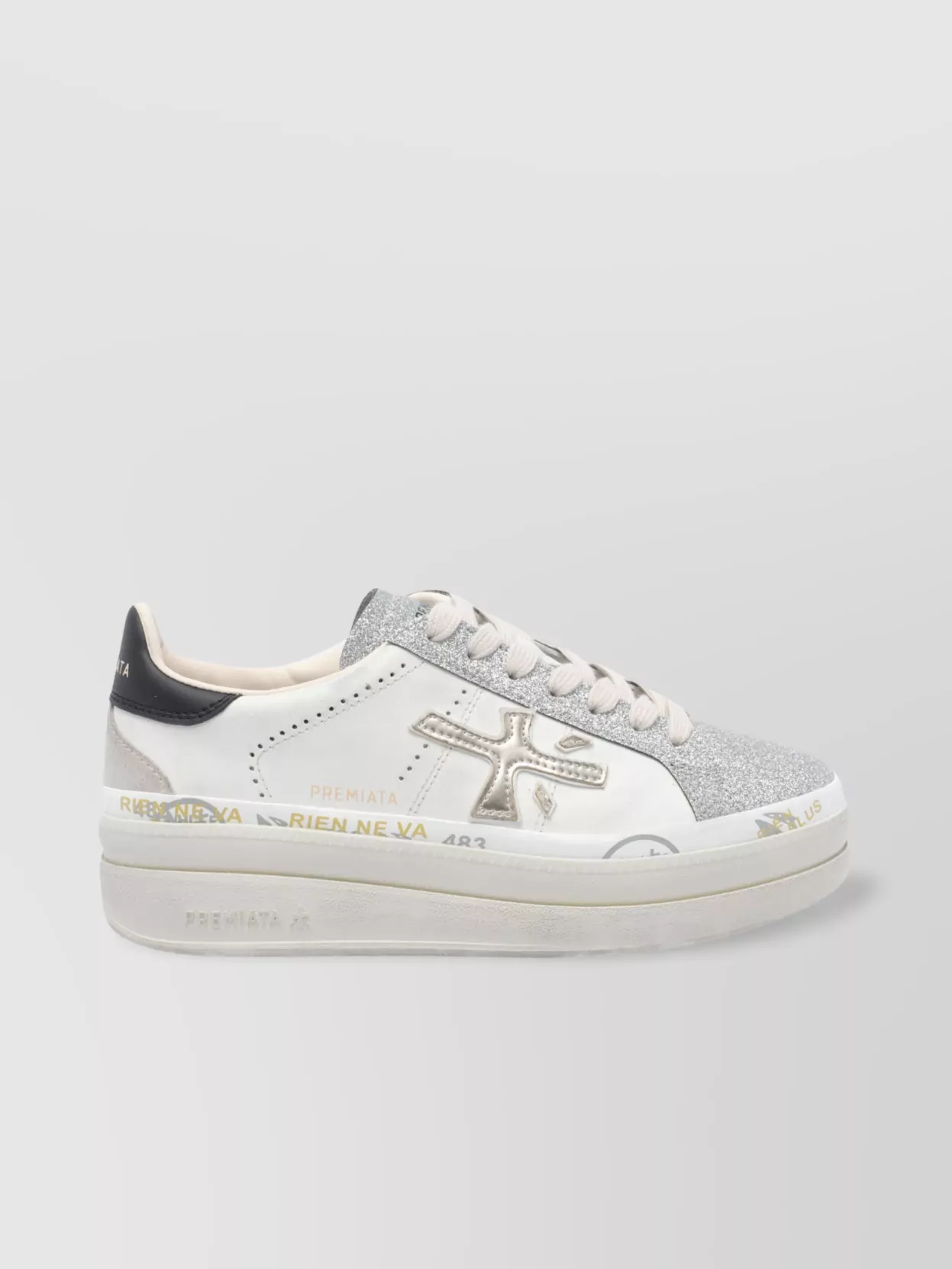 Premiata Claudia Low Top Sneakers With Glitter Detail