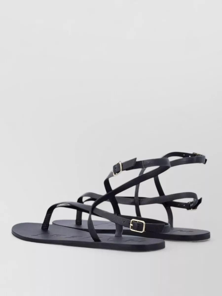 Manebi Leather Crossover Thong Sandals