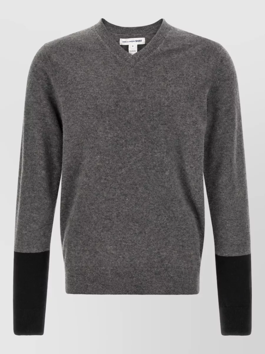 Comme des Garçons Wool color-block v-neck sweater