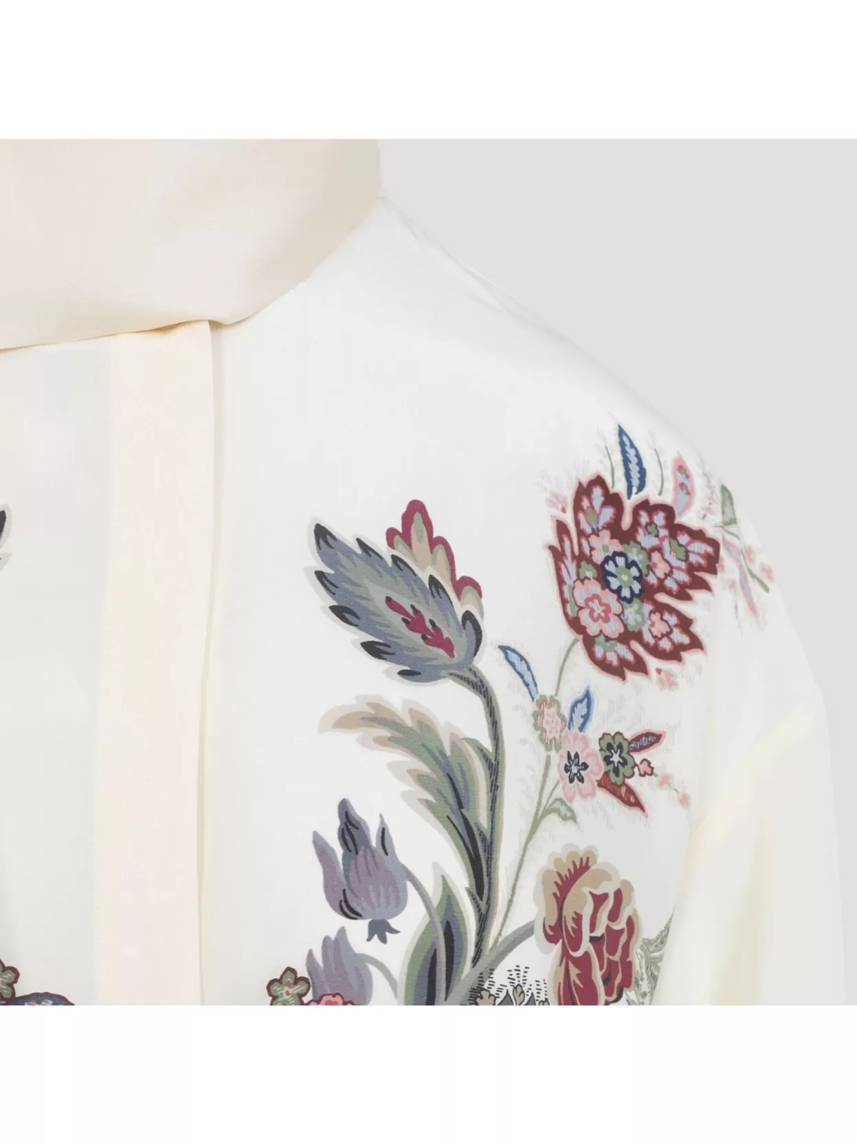 Etro Embroidered Floral Long Scarf Tie Shirt