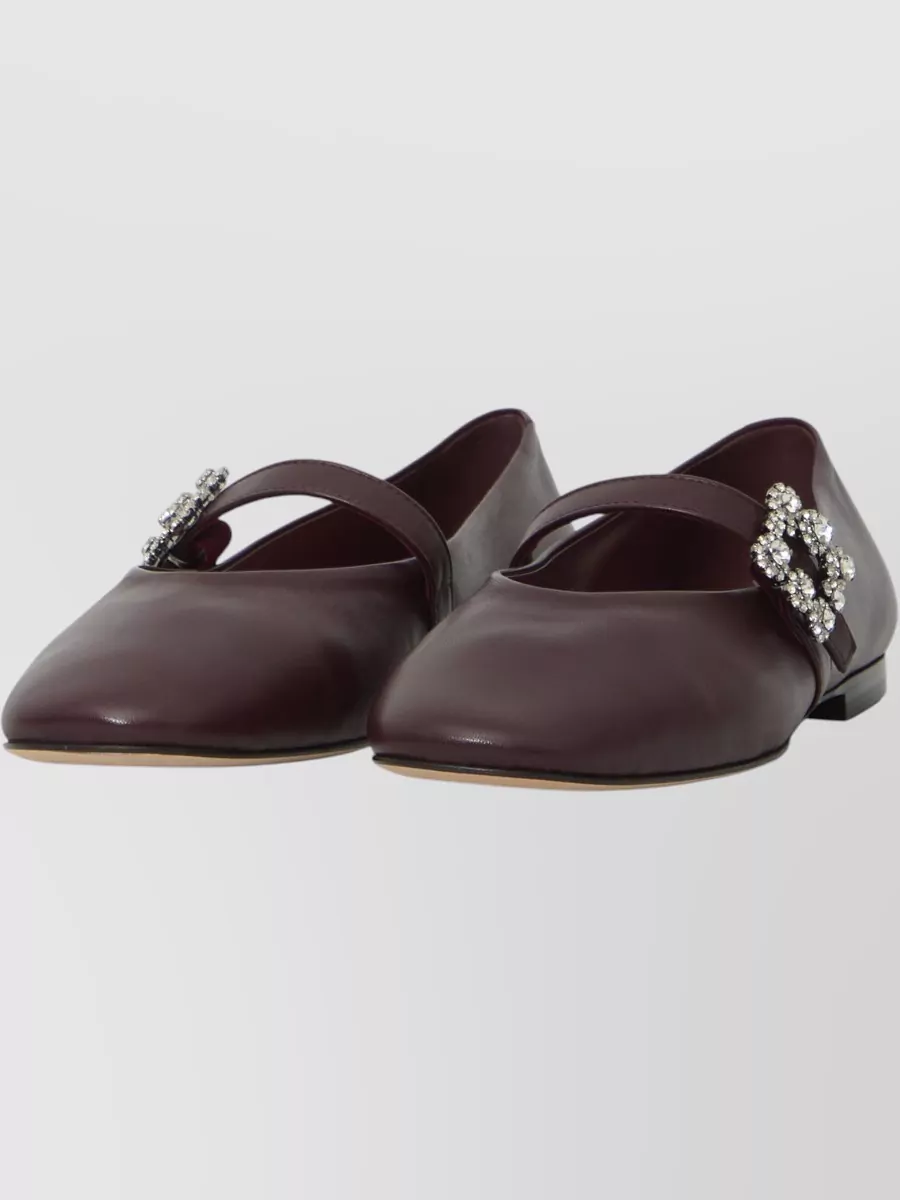Roger Vivier Leather Strap Ballerina Flats
