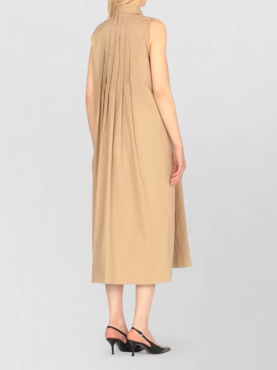Antonelli Firenze Cotton Sleeveless Pleated Button-Front Midi Dress