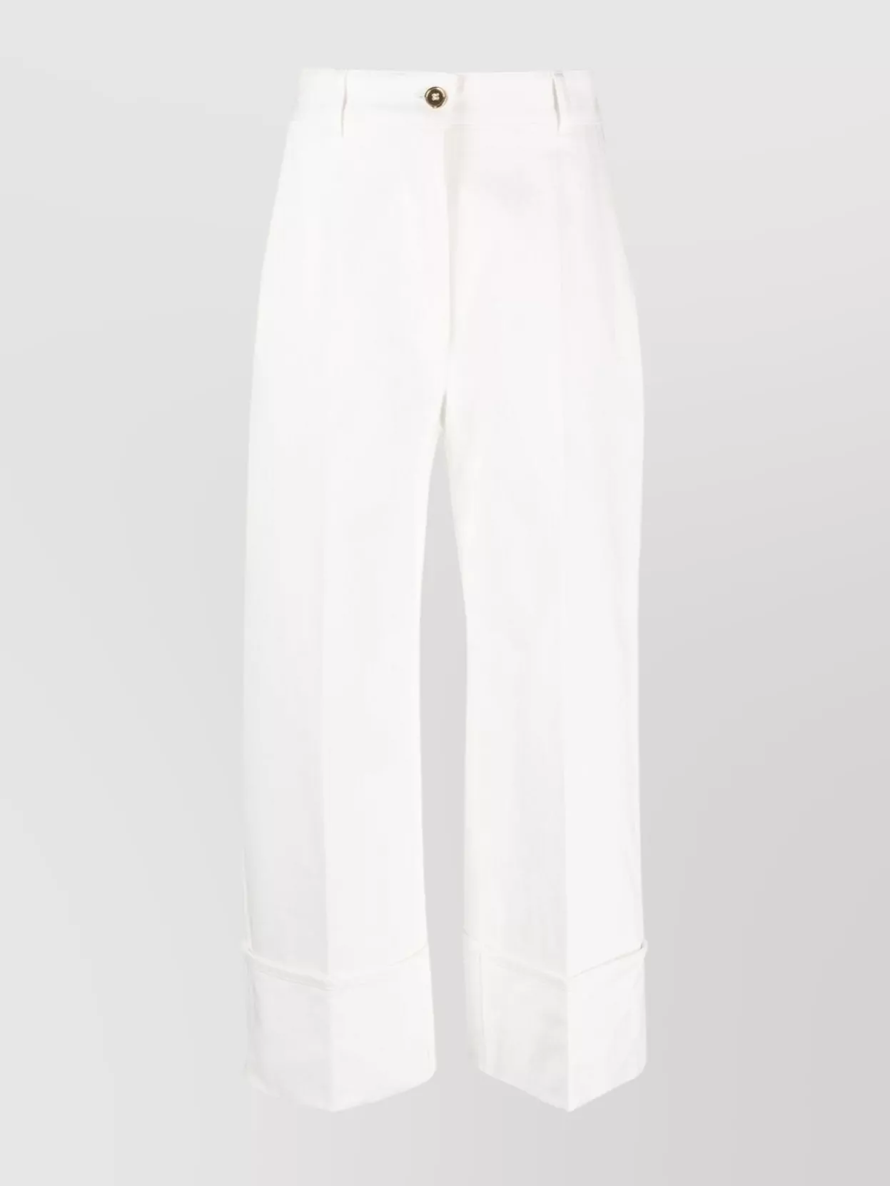 Shop Patou Cropped High-waisted Straight Leg Trousers In White