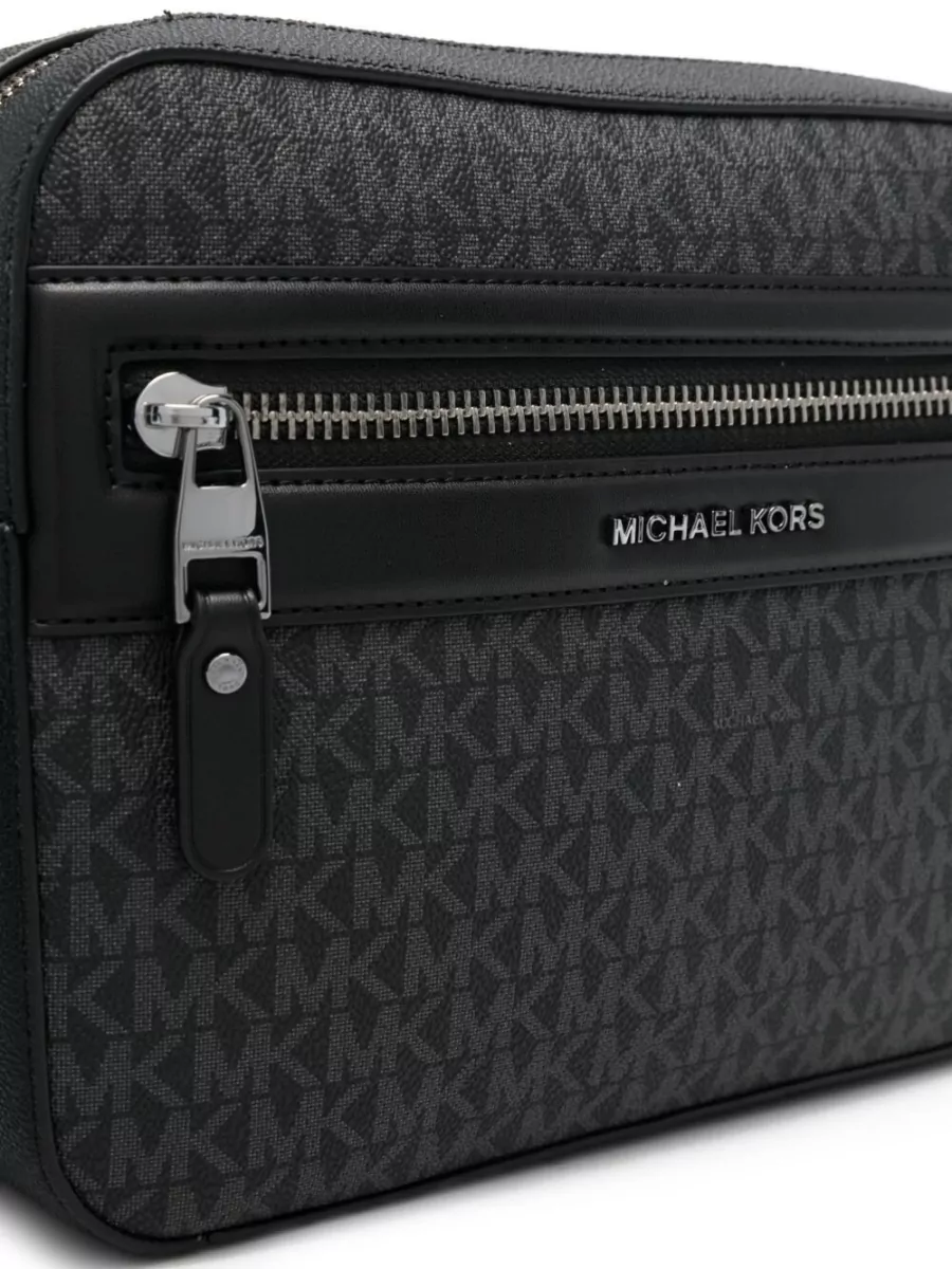 Michael Kors Shoulder Bag Textured Pattern Zip Pocket Strap