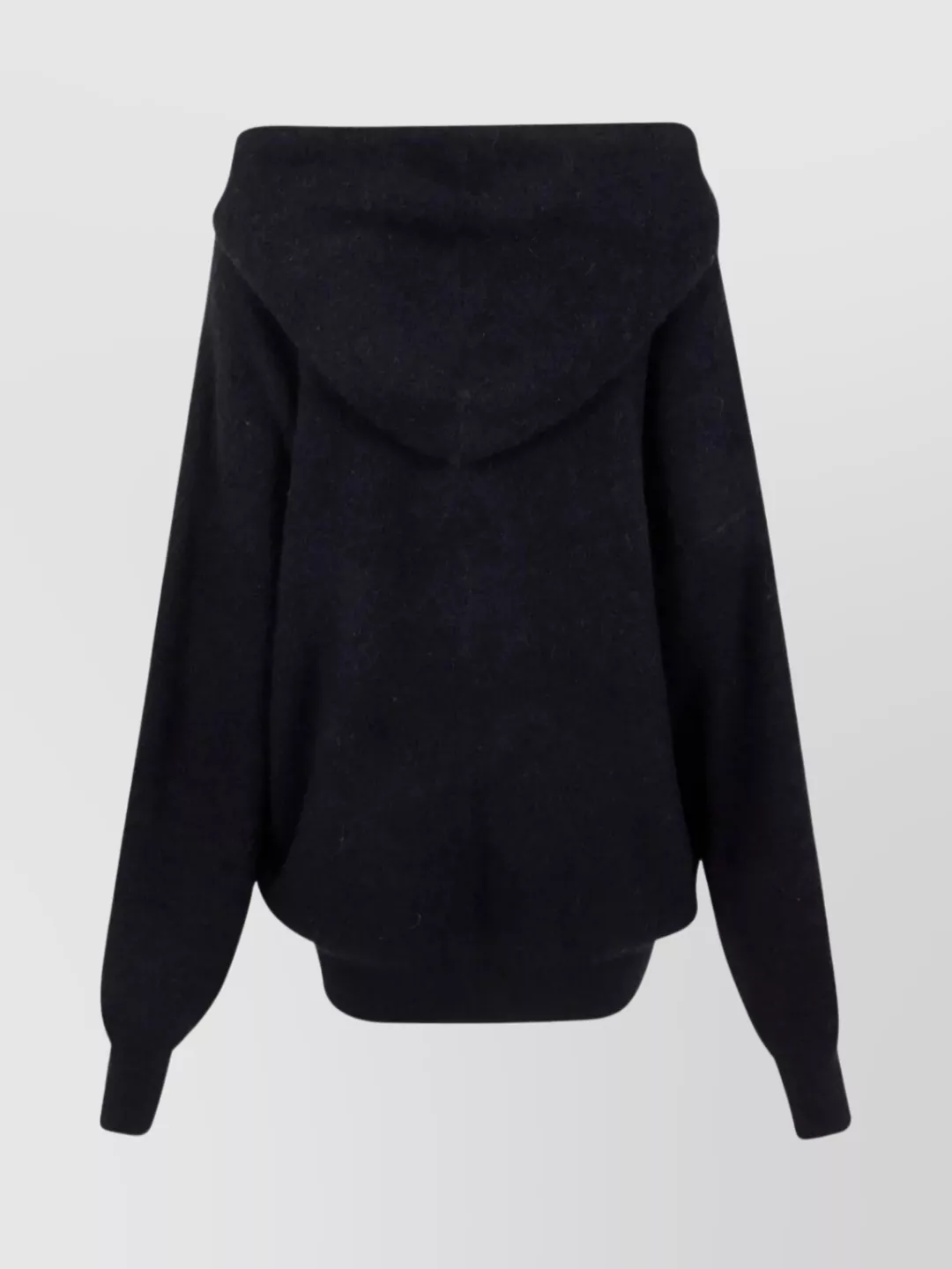 Rick Owens Hooded Sweater With Drawstring And Pocket In Black