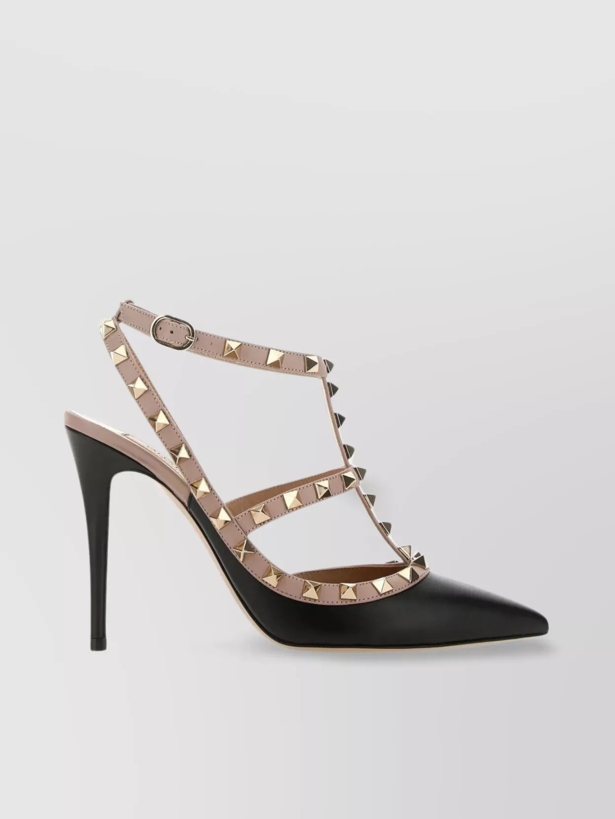 Shop Valentino Leather Studded Strappy Pumps