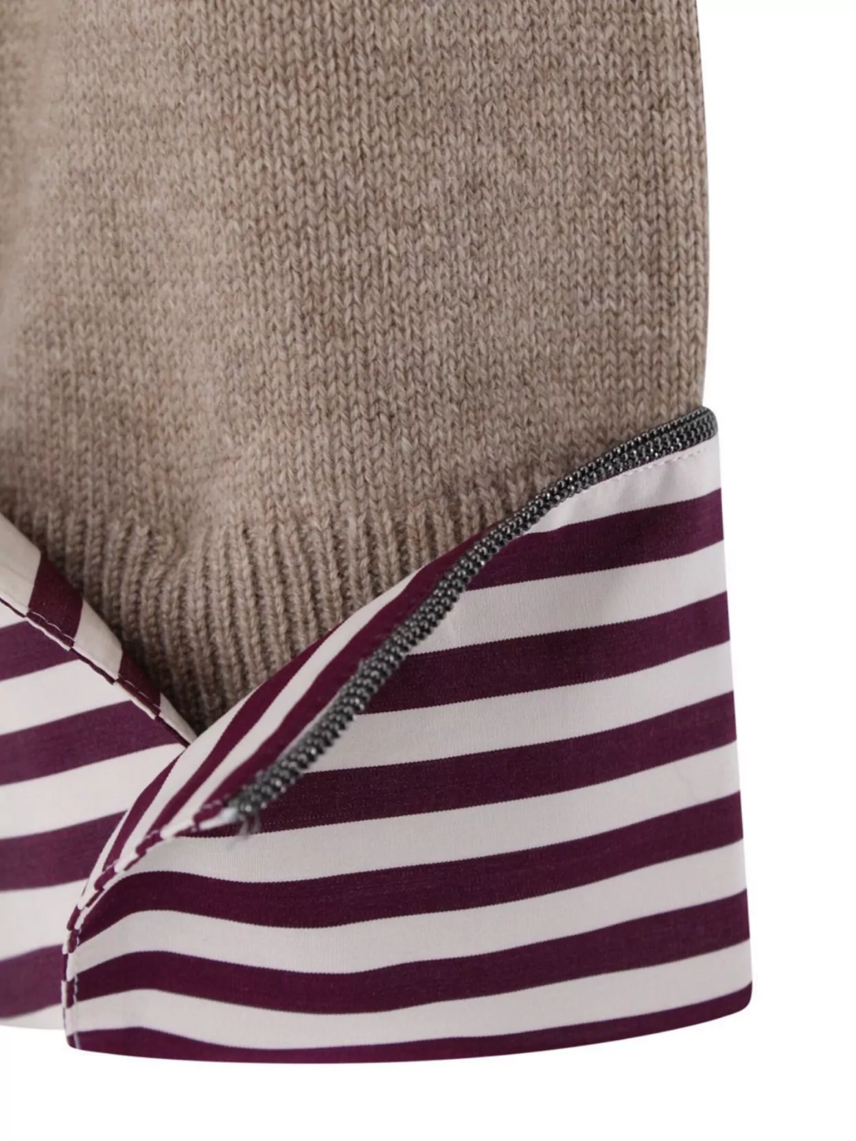 Brunello Cucinelli Cashmere Knit Jumper With Shirt Cuff Accents