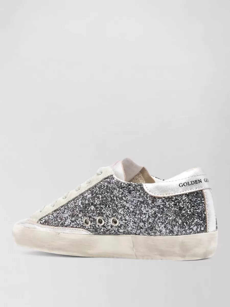 Golden Goose Star Patch Leather Round Toe Sneakers In Gray