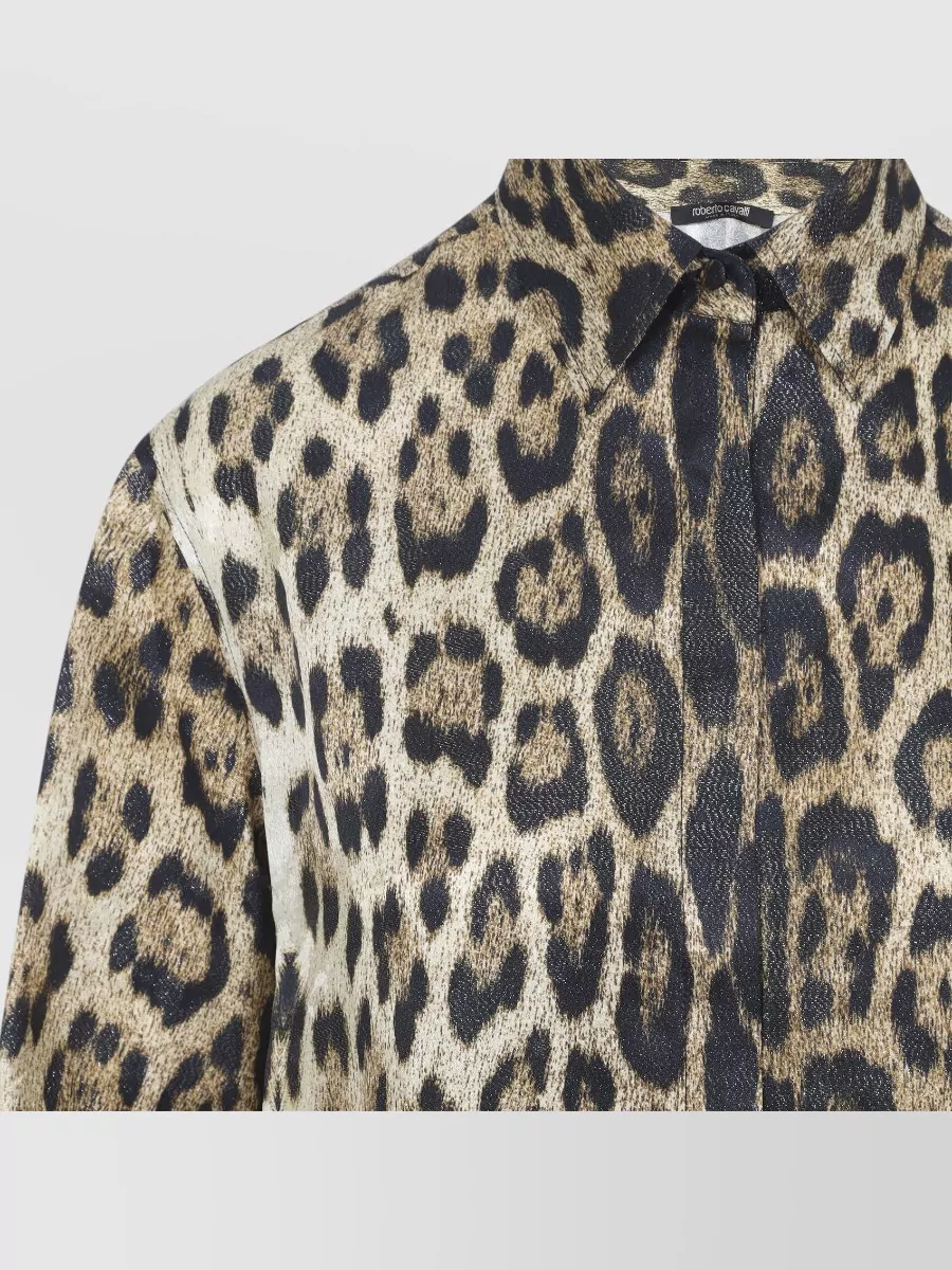 Roberto Cavalli Long Sleeve Animal Pattern Collared Shirt