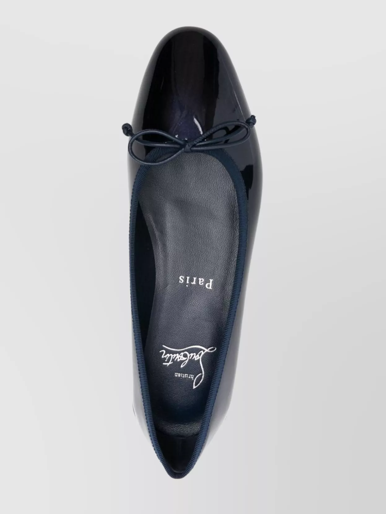 Christian Louboutin Almond Toe Bow Detail Patent Leather Ballerina Shoes