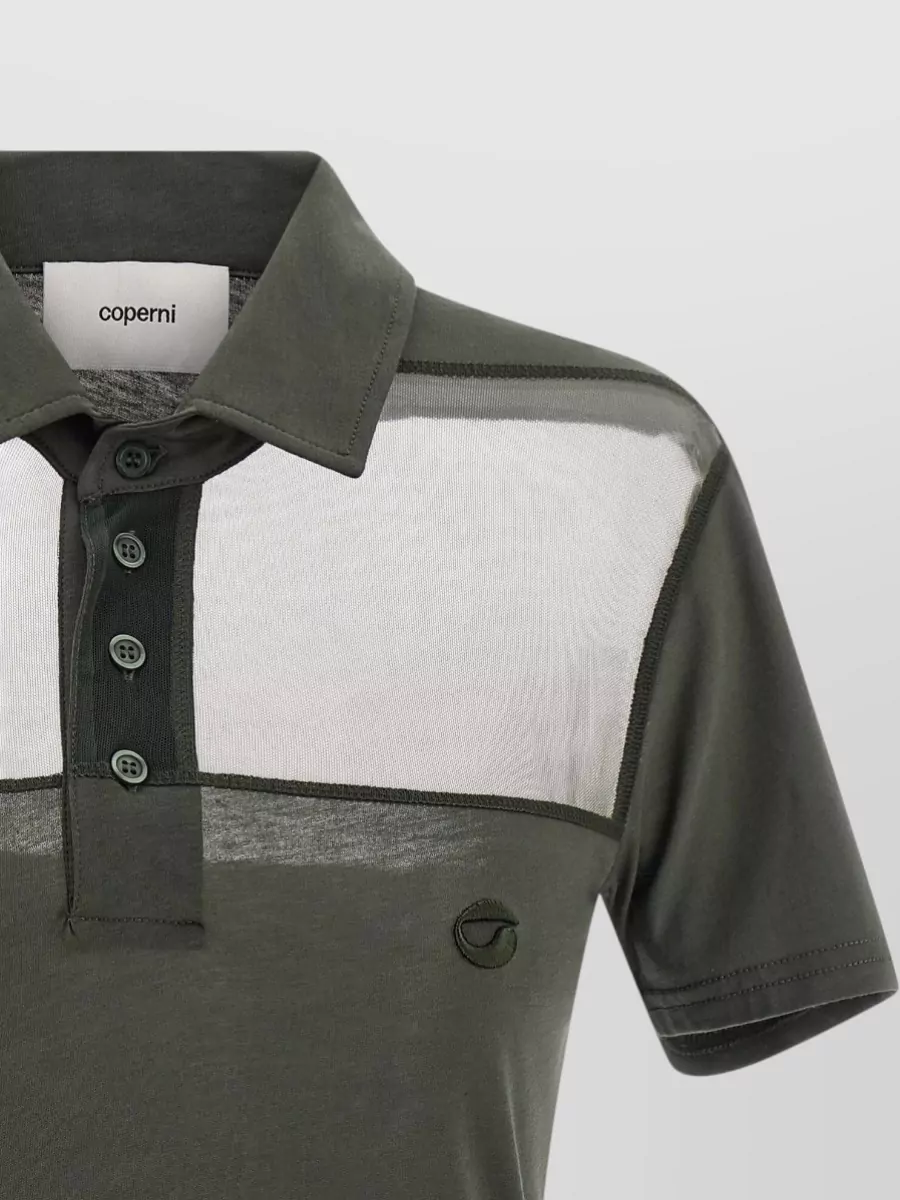 Coperni Sheer Striped Polo Top