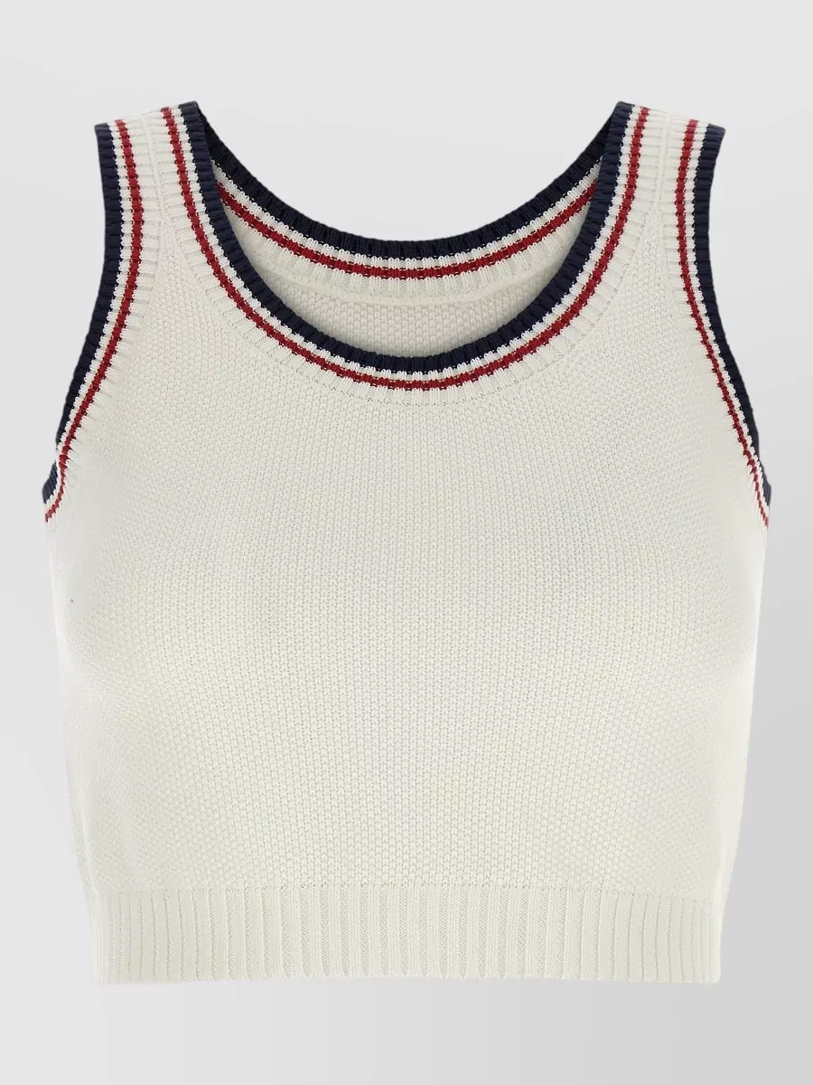 Brunello Cucinelli ribbed cropped sleeveless knitted top