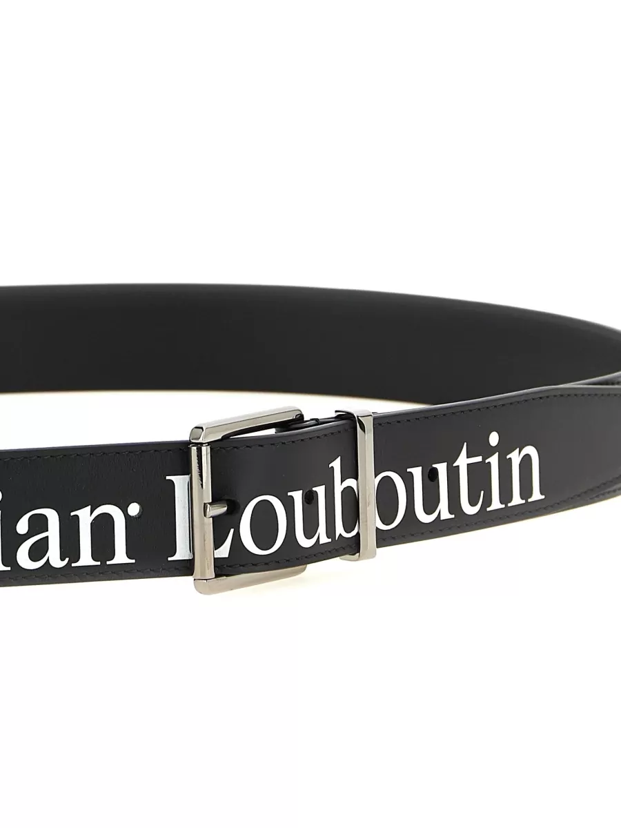 Christian Louboutin Leather Logo-Print Belt