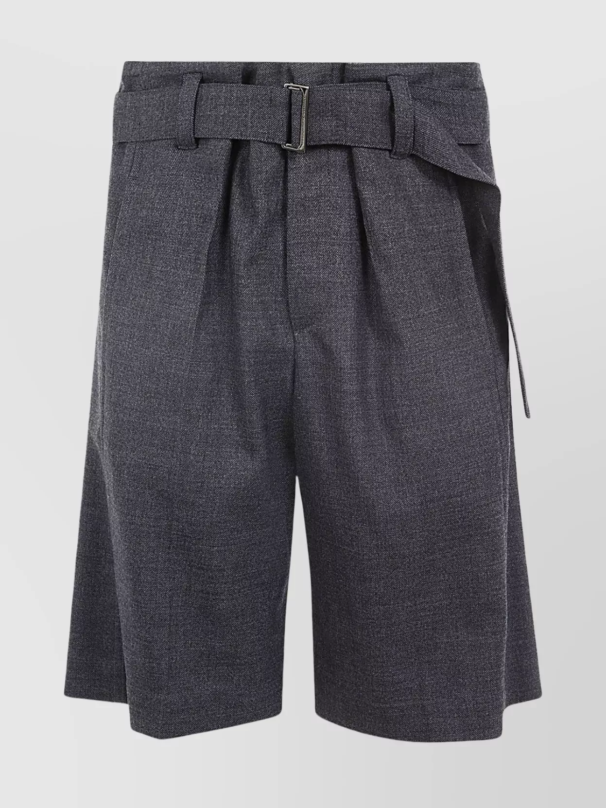 Brunello Cucinelli Waist Belted Pleated Shorts Pockets In Gray