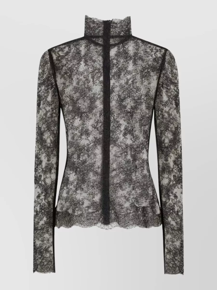 Dolce&Gabbana Chantilly lace top high neck long sleeves