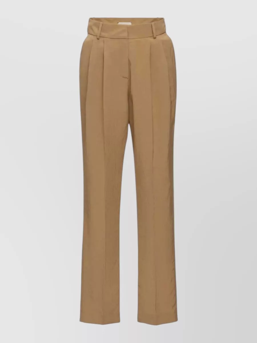 Magda Butrym linen viscose pleated tapered tailored trousers