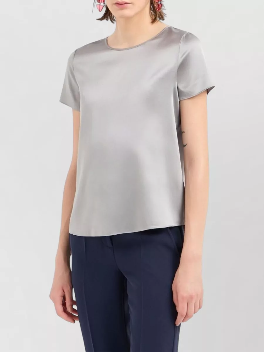 Emporio Armani Silk Short-Sleeve Round-Neck Top