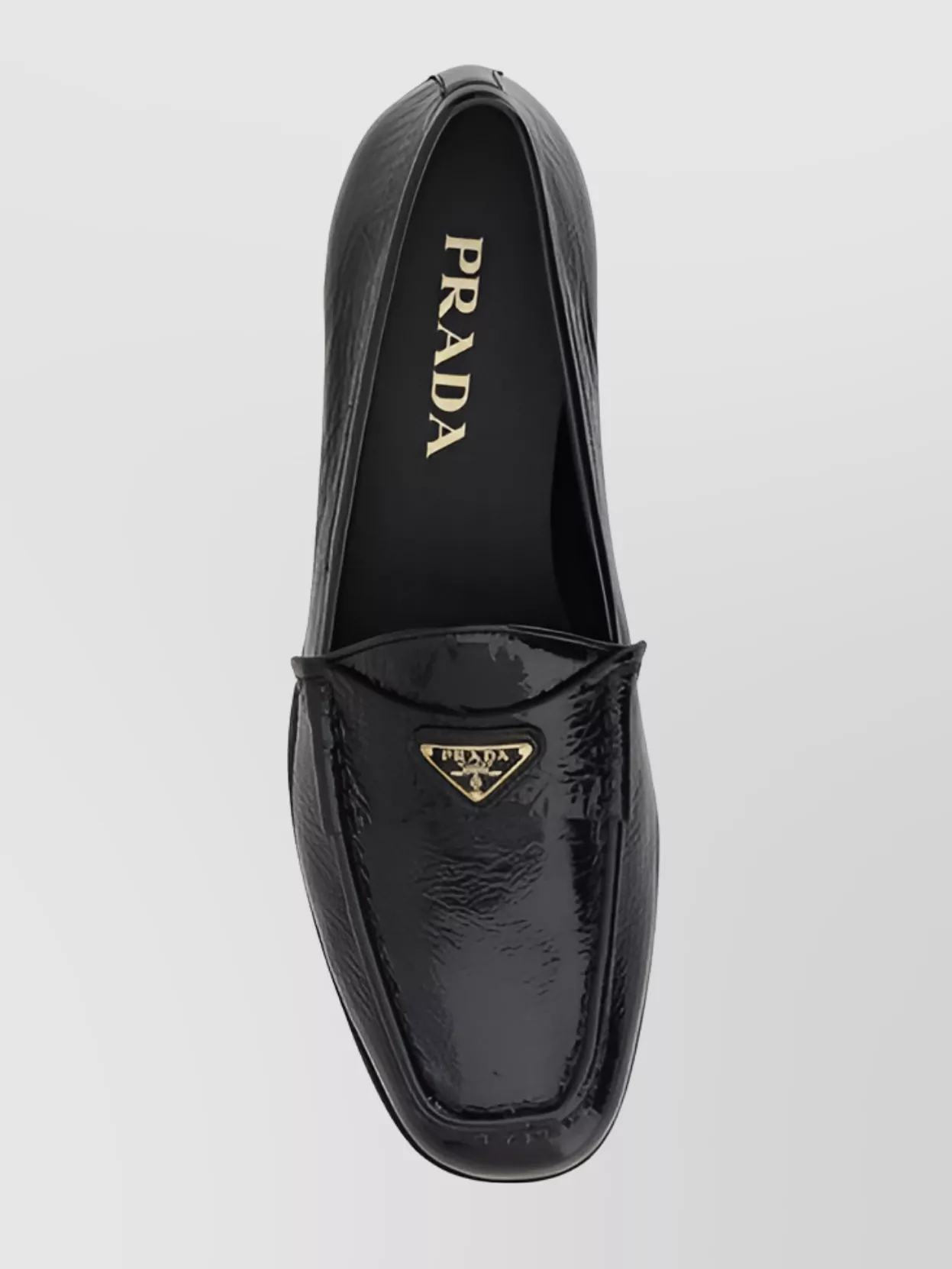 Prada Crinkle-Effect Leather Logoed Loafers