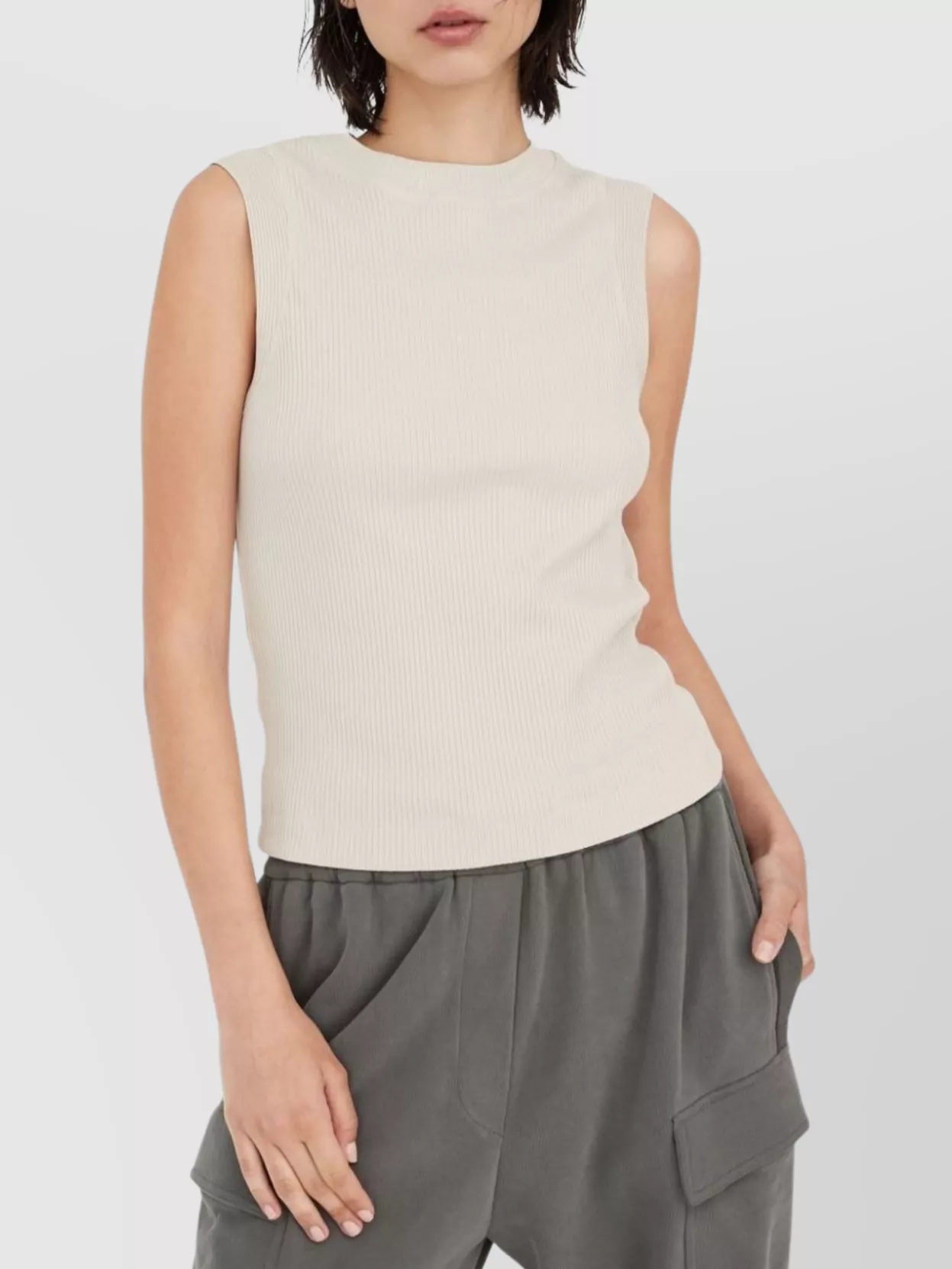 Brunello Cucinelli Ribbed Crew Neck Tank Top