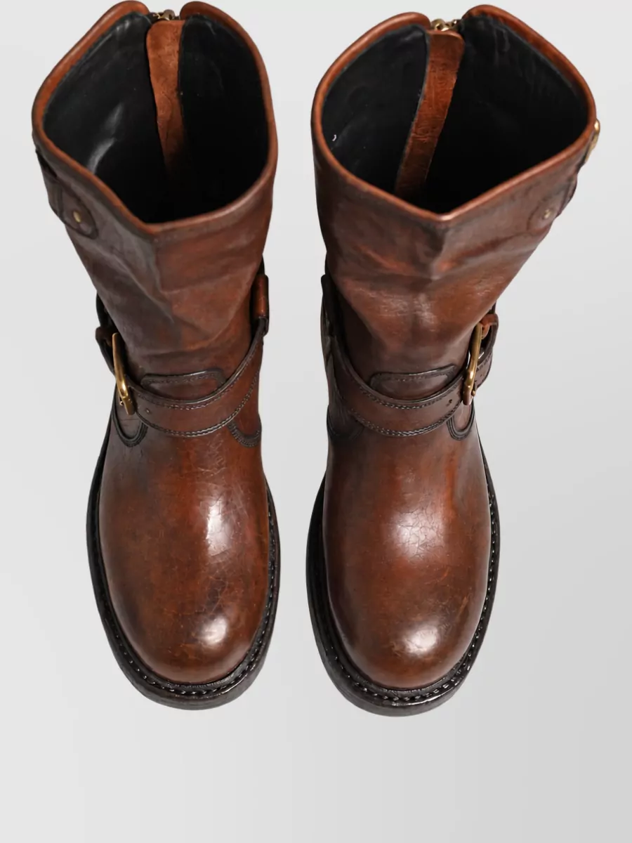 Dolce&Gabbana Leather Mid Calf Biker Boots