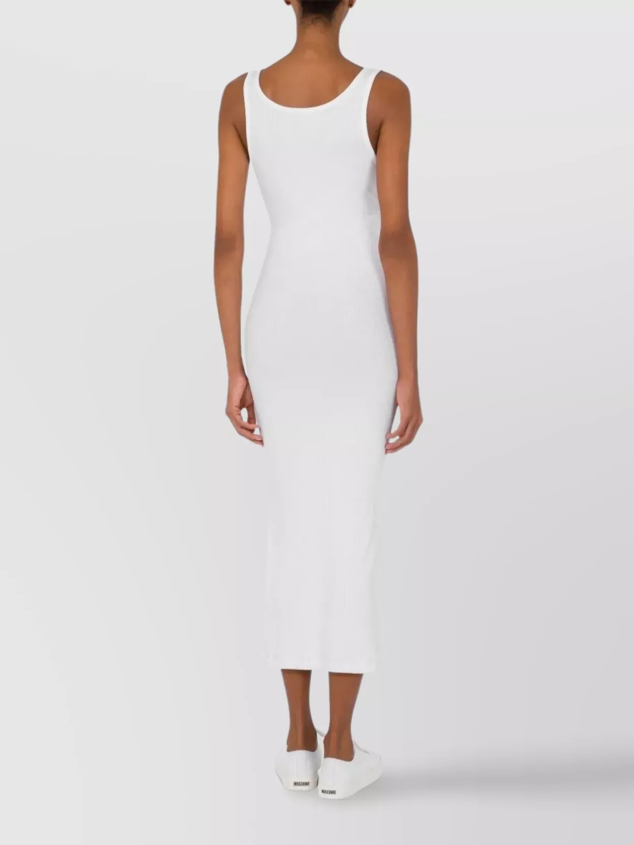 Moschino Open Back Midi Dress With Layered Ribbed Texture