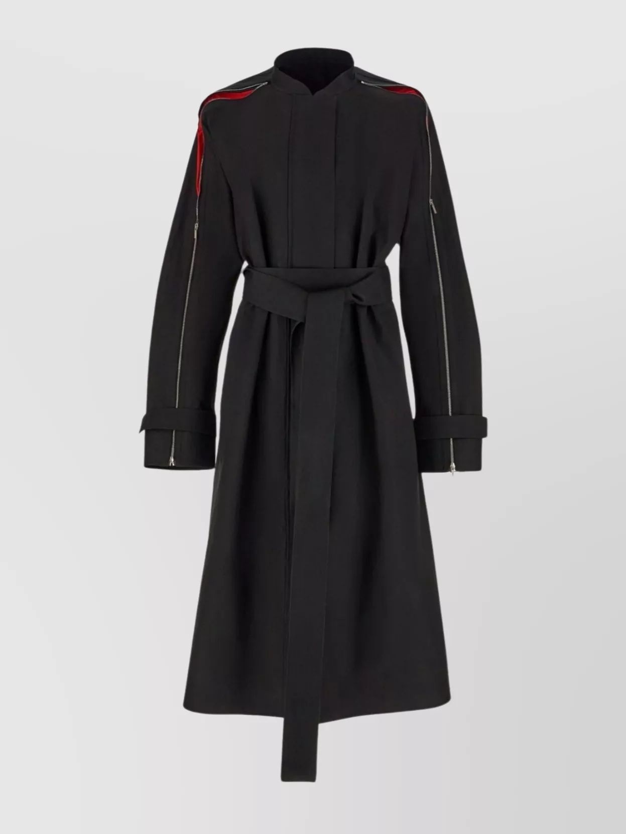 Shop Ferragamo Waist Belted High Neck Coats In Black