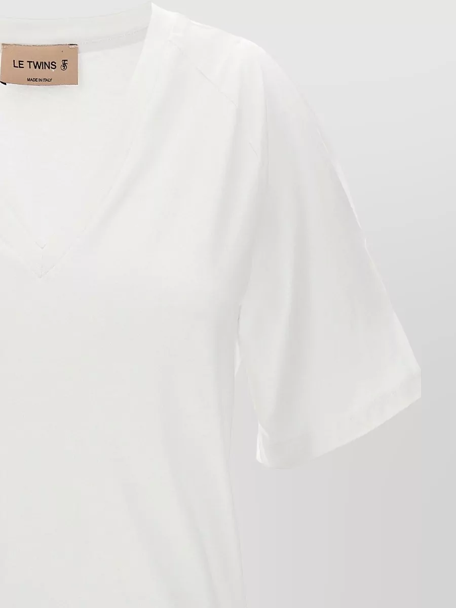 Le Twins Cotton V-Neck Cutout Short-Sleeve T-Shirt